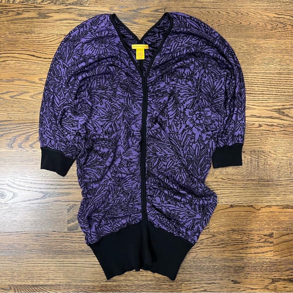 Catherine Malandrino Printed Tunic Ruched Sweater